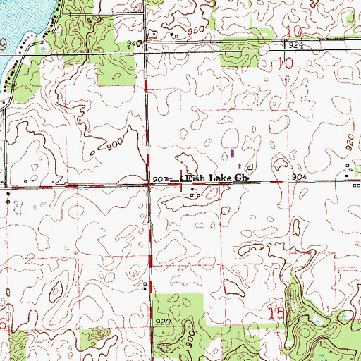 Topographic Map of Fish Lake Church, MI