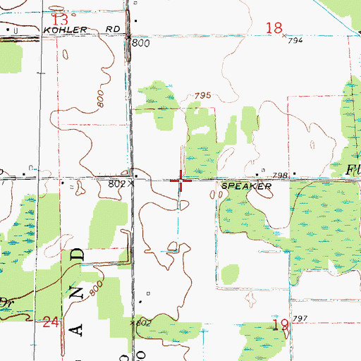 Topographic Map of Flansburg Drain, MI
