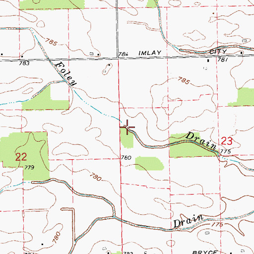 Topographic Map of Foley Drain, MI