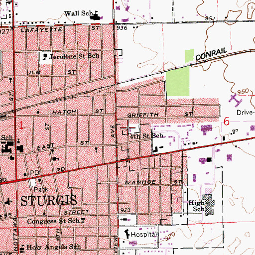 Topographic Map of Arden Park School, MI