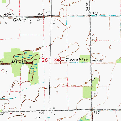 Topographic Map of Franklin Drain, MI