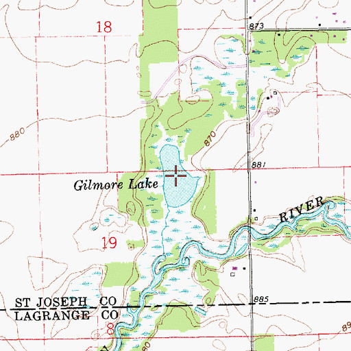 Topographic Map of Gilmore Lake, MI