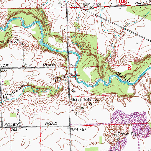 Topographic Map of Gleason Drain, MI