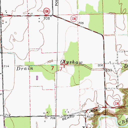 Topographic Map of Glyshaw Drain, MI