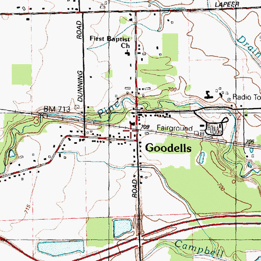 Topographic Map of Goodells, MI