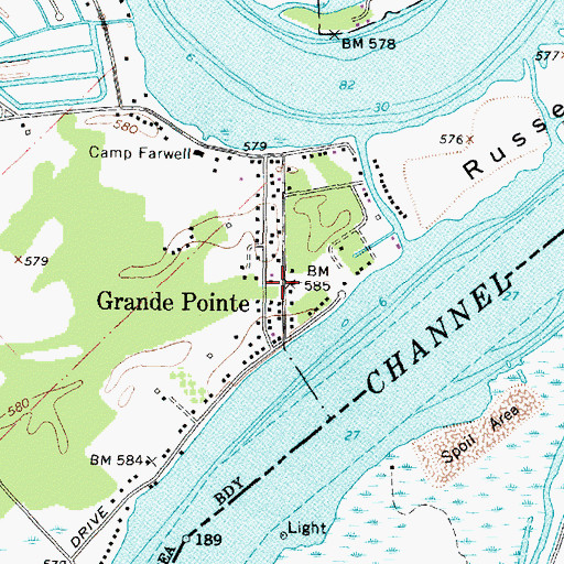 Topographic Map of Grande Pointe, MI