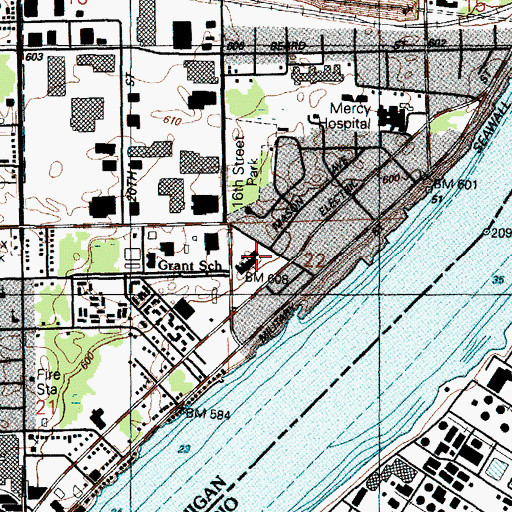 Topographic Map of Grant School, MI