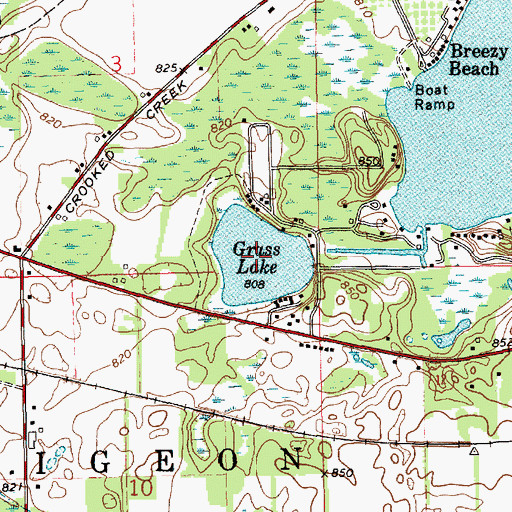 Topographic Map of Grass Lake, MI