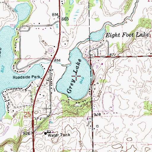 Topographic Map of Grey Lake, MI