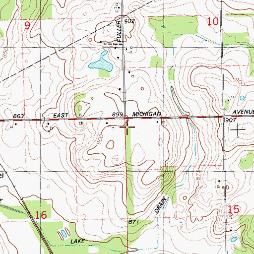 Topographic Map of Hall School, MI