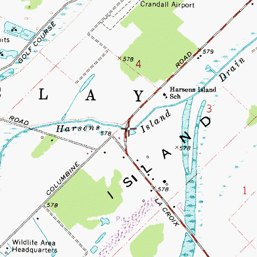 Topographic Map of Harsens Island Drain, MI