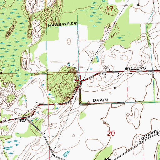 Topographic Map of Hassinger Drain, MI