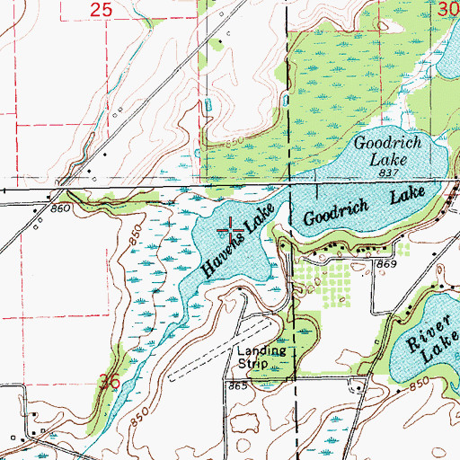 Topographic Map of Havens Lake, MI