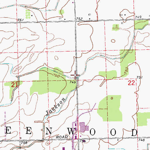 Topographic Map of Hayes Drain, MI