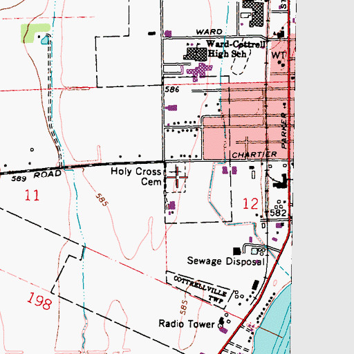 Topographic Map of Holy Cross Cemetery, MI