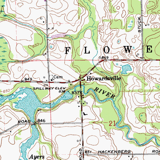Topographic Map of Howardsville, MI