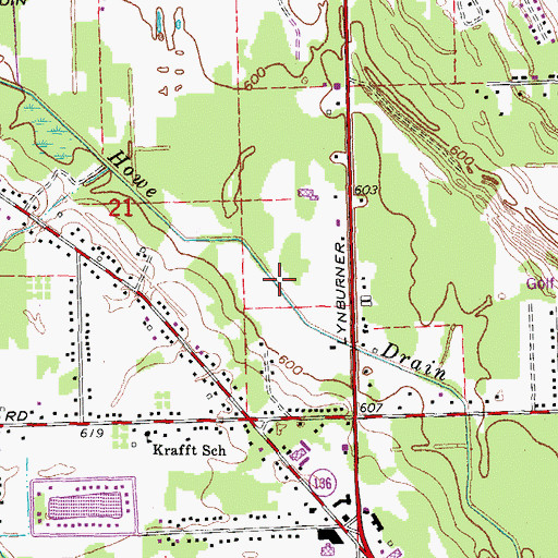 Topographic Map of Howe Drain, MI