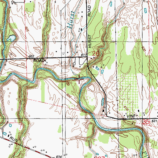 Topographic Map of Hurst Drain, MI