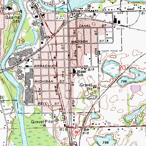 Topographic Map of Huss School, MI