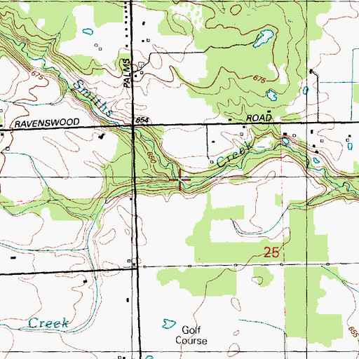 Topographic Map of Indian Creek, MI
