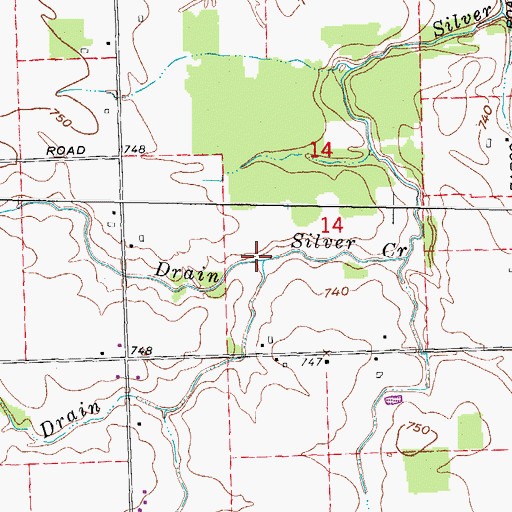Topographic Map of Jackson Drain, MI