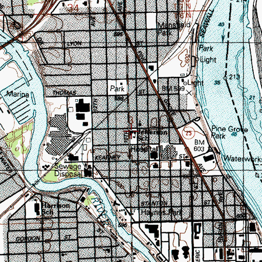 Topographic Map of Jefferson School, MI