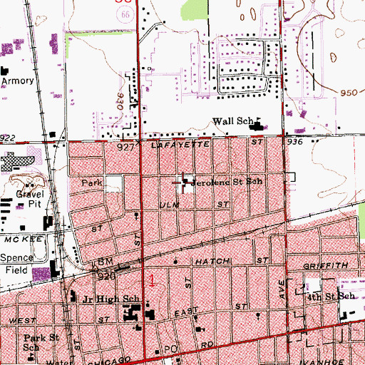 Topographic Map of Jerolene School, MI