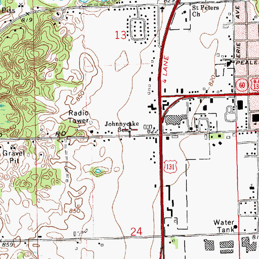 Topographic Map of Johnnycake School, MI