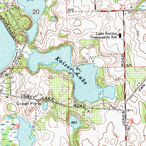 Topographic Map of Kaiser Lake, MI