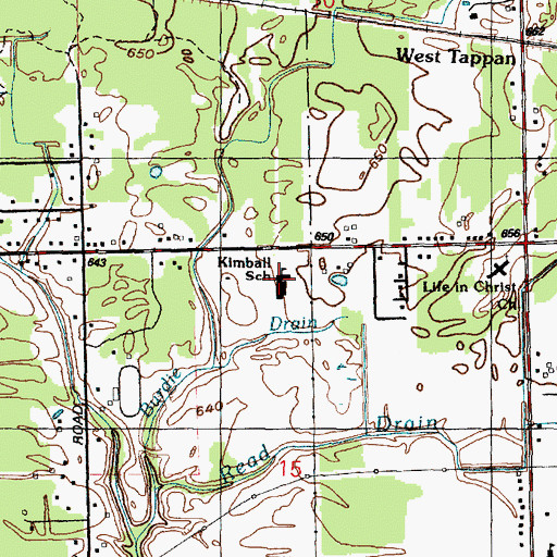 Topographic Map of Kimball School, MI
