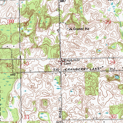 Topographic Map of Knobhill Cemetery, MI