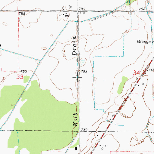 Topographic Map of Kolb Drain, MI