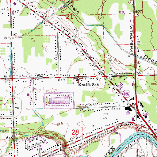 Topographic Map of Krafft School, MI