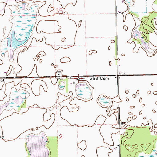 Topographic Map of Laird Cemetery, MI