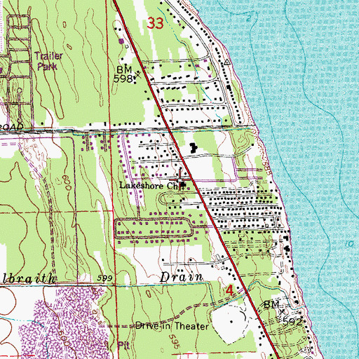 Topographic Map of Lakeshore Church, MI