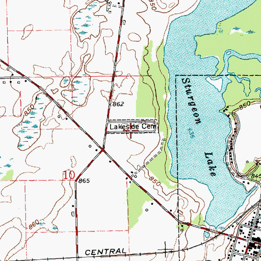 Topographic Map of Lakeside Cemetery, MI