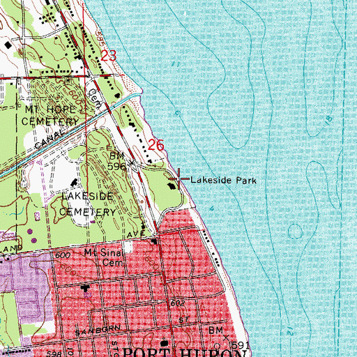 Topographic Map of Lakeside Park, MI
