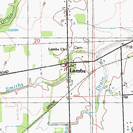 Topographic Map of Lambs, MI