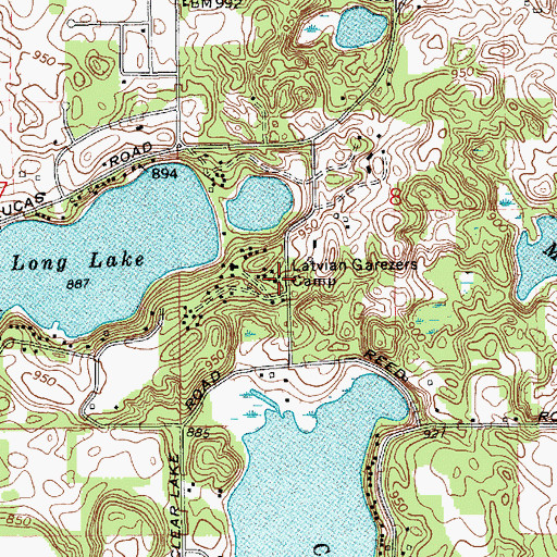 Topographic Map of Latvian Garezers Camp, MI