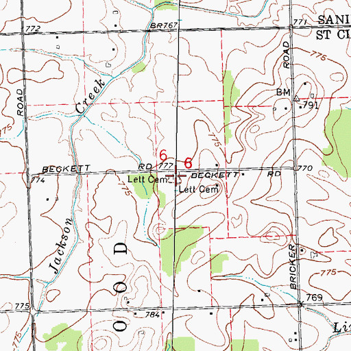 Topographic Map of Lett Cemetery, MI