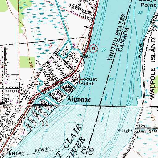 Topographic Map of Locust Point, MI