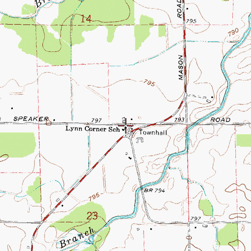 Topographic Map of Lynn Corner School, MI