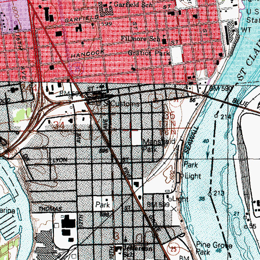 Topographic Map of Mansfield Park, MI