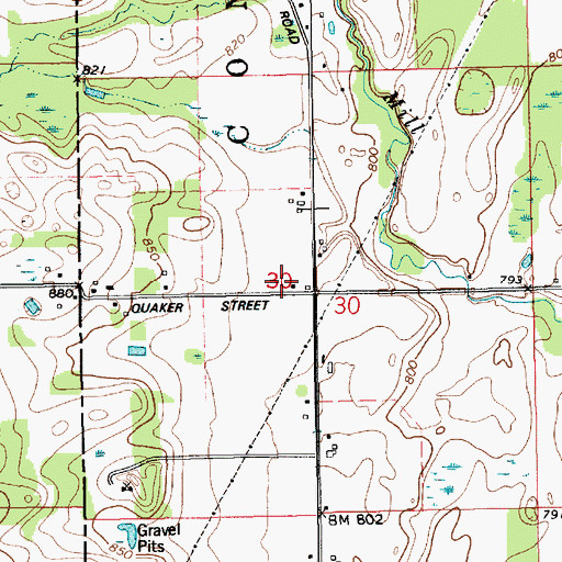 Topographic Map of Maple Street School, MI