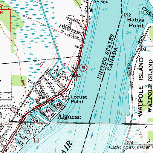 Topographic Map of Marine City Drain, MI