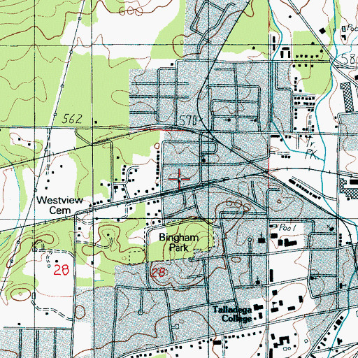 Topographic Map of Lillie Hill Baptist Church, AL