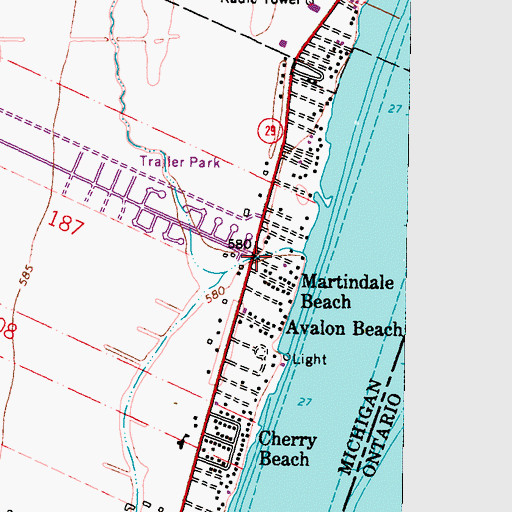 Topographic Map of Martindale Beach, MI