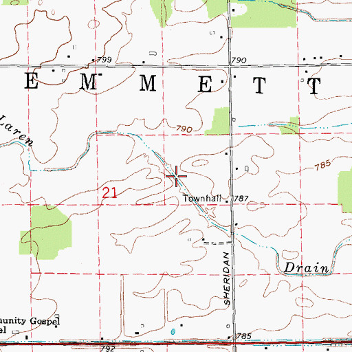 Topographic Map of McLaren Drain, MI