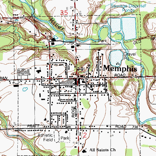 Topographic Map of Memphis, MI