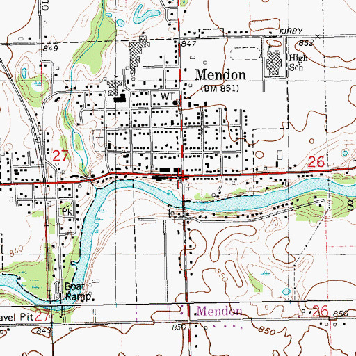 Topographic Map of Mendon, MI